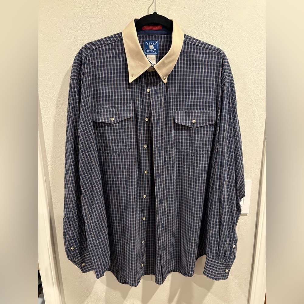 Vintage Texas Cotton Long Sleeve Western Shirt Made in the USA Men’s Size 17 1/2